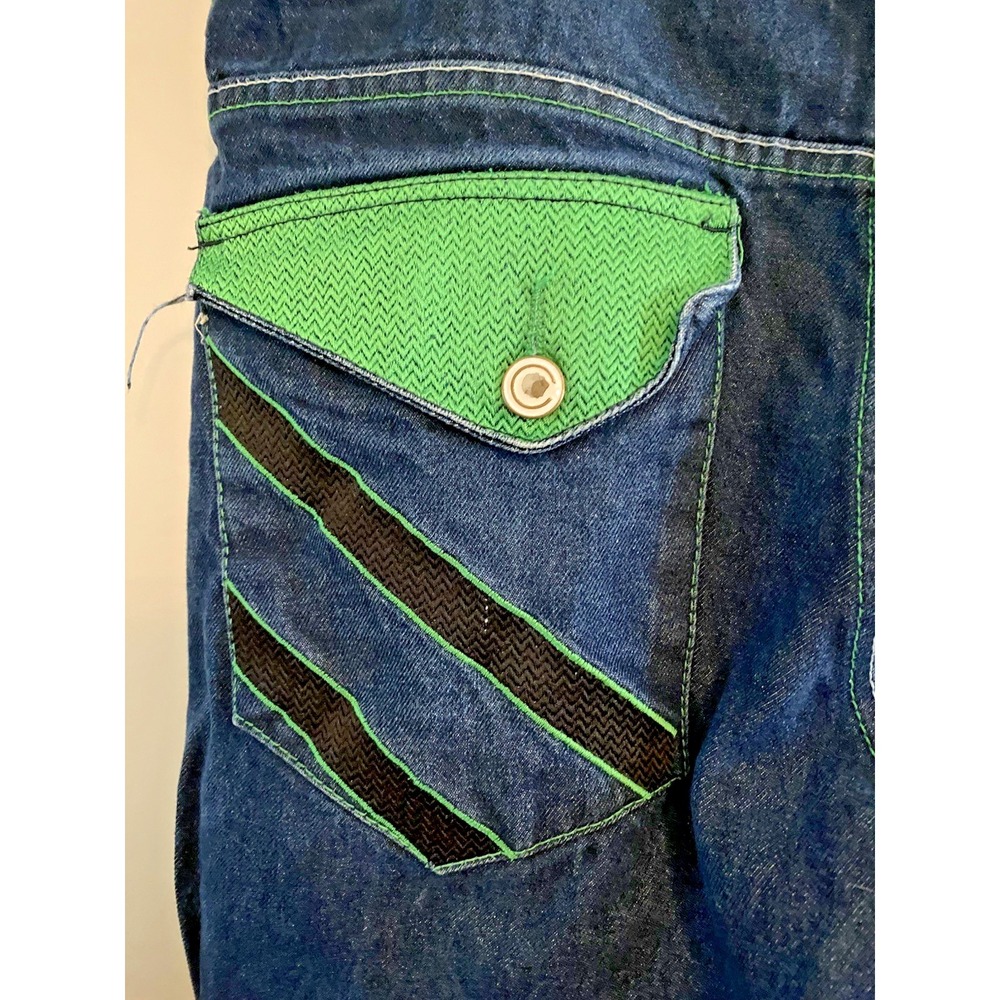 Y2K Coogi Jean Shorts Mens 38 Denim Dragon Embroidered Logo Colorful Baggy - Picture 5 of 9